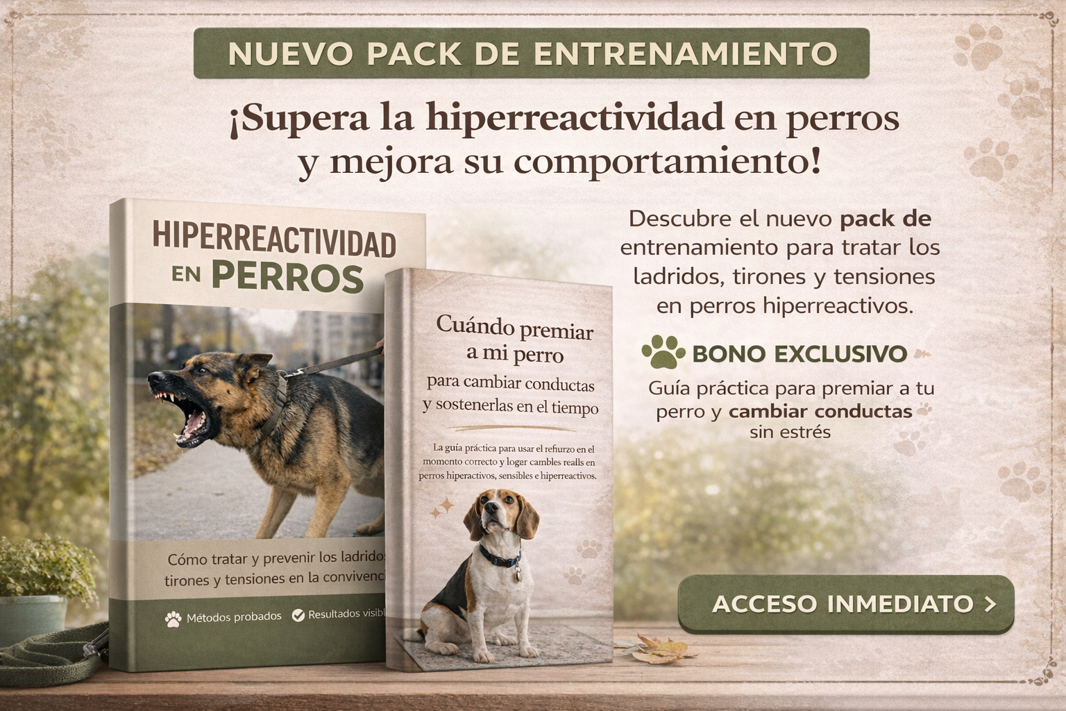 Pack Hiperreactividad en perros y bono de entrenamiento